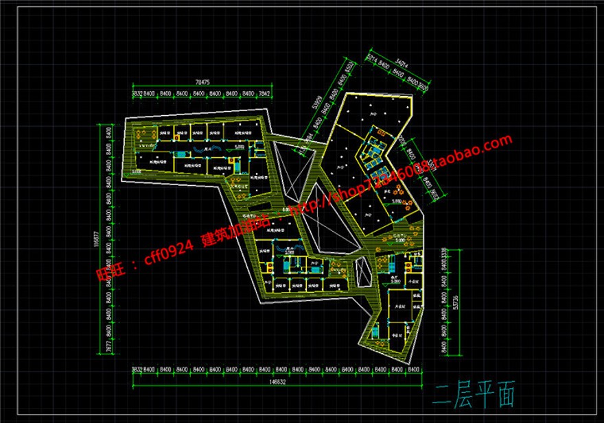 cad总图/平面剖面现代风办公科技园区服务中心jpg效果图建筑资源