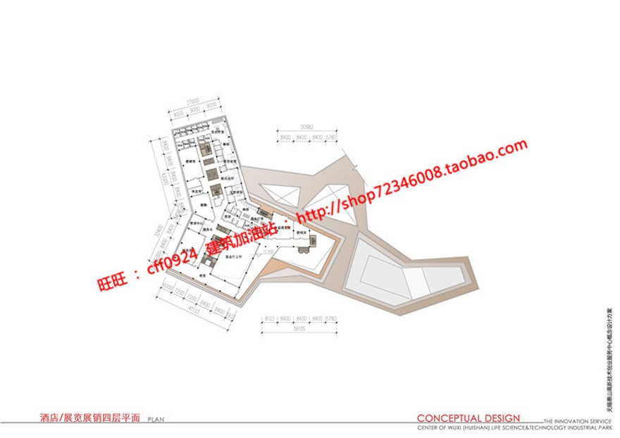 cad总图/平面剖面现代风办公科技园区服务中心jpg效果图建筑资源