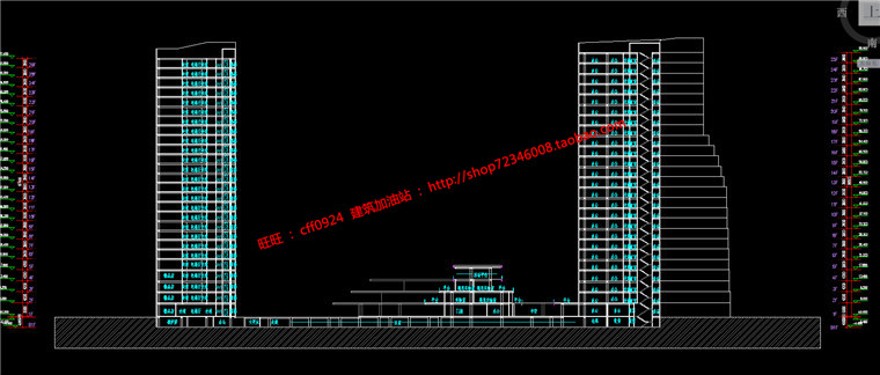 cad总图/平面剖面现代风办公科技园区服务中心jpg效果图建筑资源