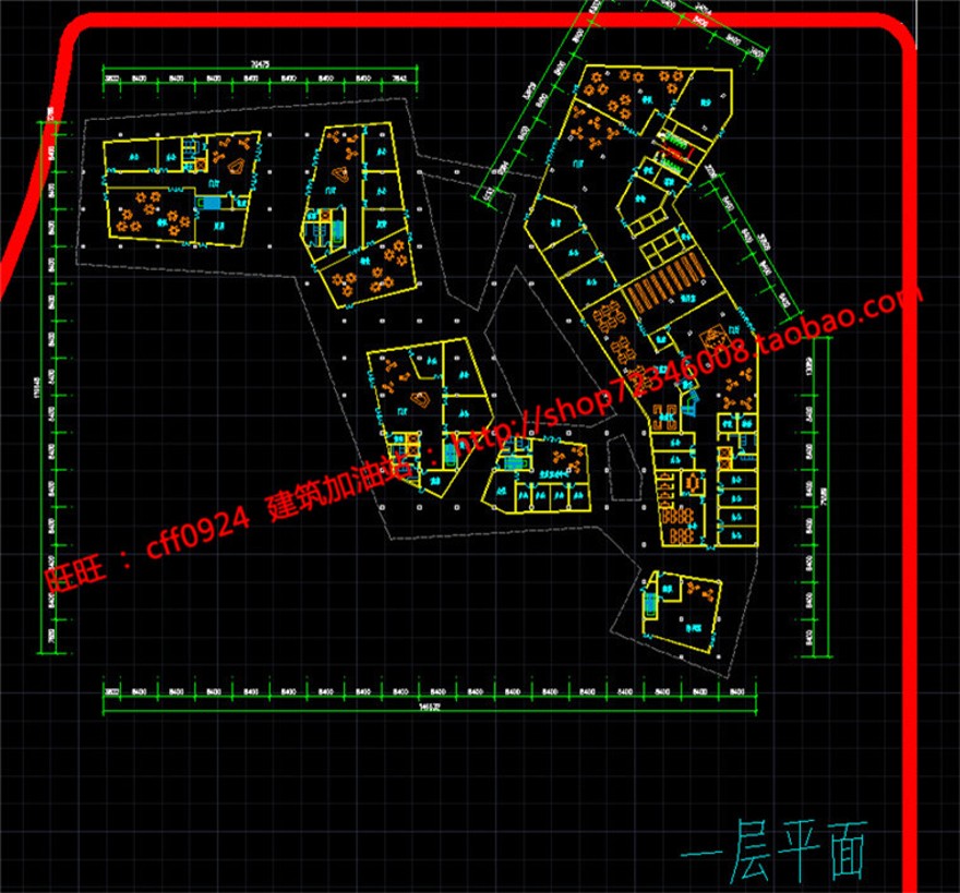 cad总图/平面剖面现代风办公科技园区服务中心jpg效果图建筑资源