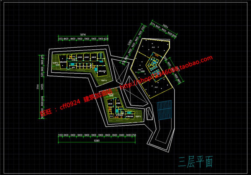 cad总图/平面剖面现代风办公科技园区服务中心jpg效果图建筑资源