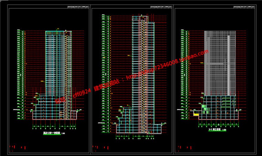 cad总图平立剖+效果图+文本超高层住宅现代风办公楼写字楼建筑资源