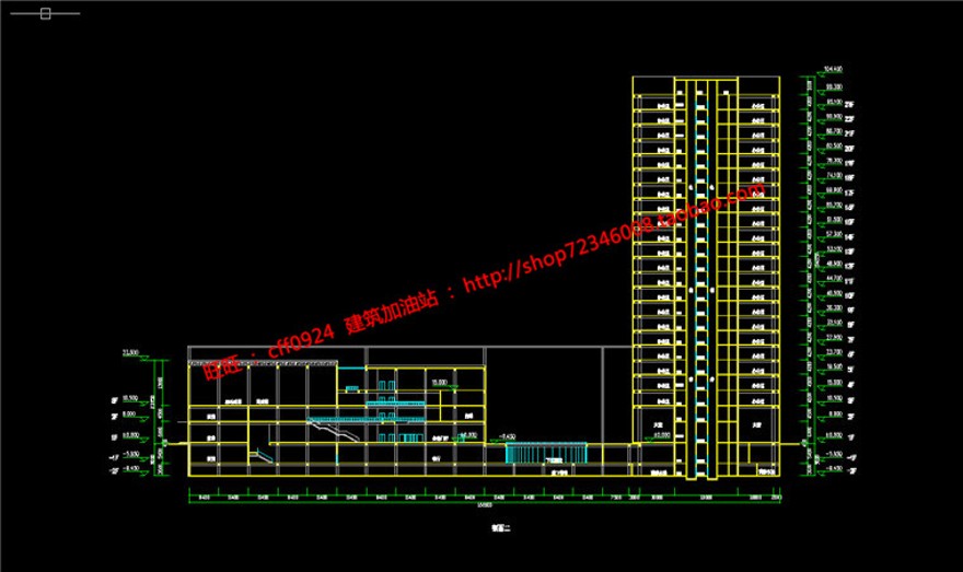 现代风风格设计双子楼办公会所cad总图/剖面效果图文本建筑资源