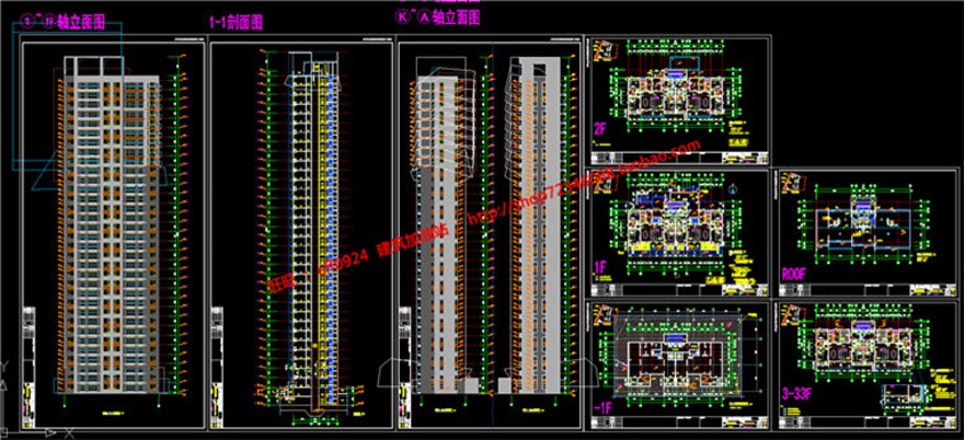 F高层住宅住宅楼住宅区规划建筑方案设计[cad平立剖+SU模建筑资源