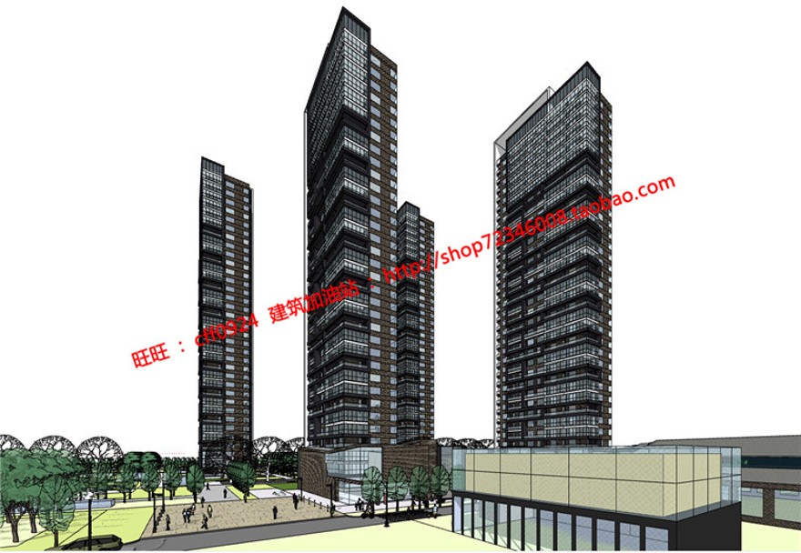 F高层住宅住宅楼住宅区规划建筑方案设计[cad平立剖+SU模建筑资源