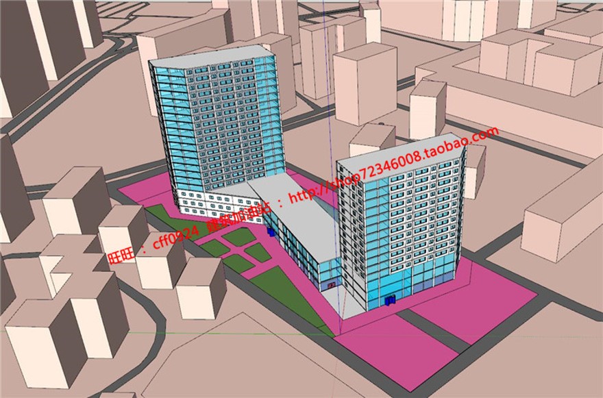 现代风高层住宅办公楼酒店设计图su模型cad图纸效果图彩平