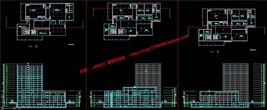 电力生产调度中心办公楼方案cad总图平立剖效果图文建筑资源