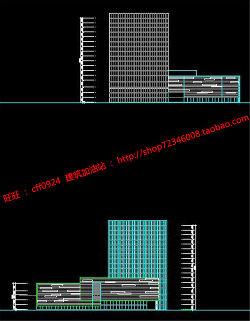 电力生产调度中心办公楼方案cad总图平立剖效果图文建筑资源