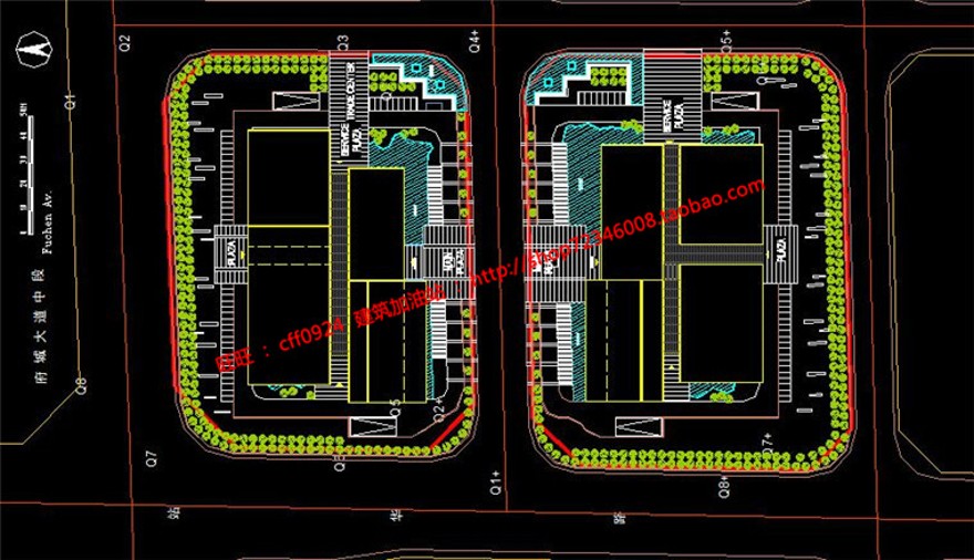 电力生产调度中心办公楼方案cad总图平立剖效果图文建筑资源