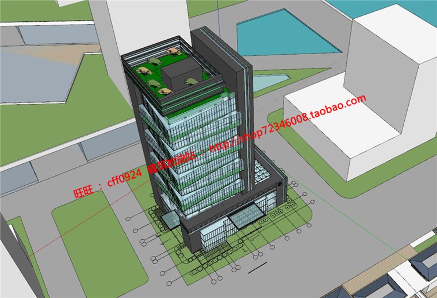 高层住宅办公楼设计cad图纸效果图psd模型su