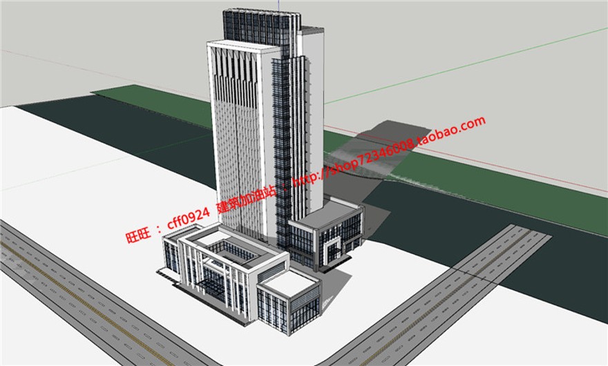 银行办公高层住宅景观建筑规划项目设计CBDsu模型cad图纸效果图