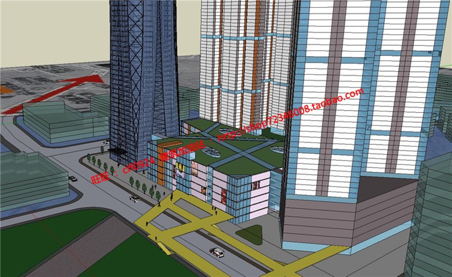 办公楼设计精选中标景观建筑规划项目cad图纸su模型效果图文本