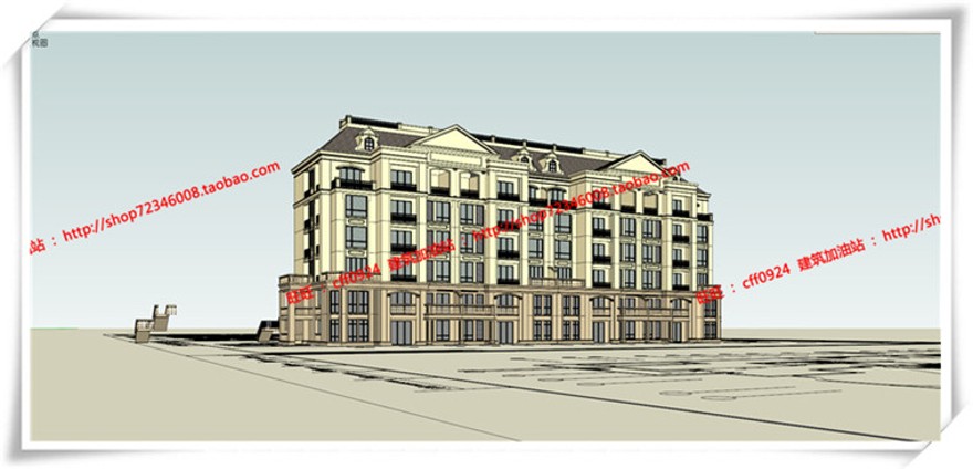 建筑图纸290花园洋房住宅/多层住宅楼全套设计有SU模型/sketchup模型建筑资源