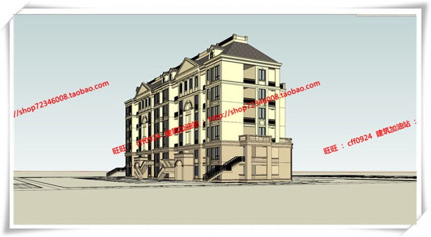 建筑图纸290花园洋房住宅/多层住宅楼全套设计有SU模型/sketchup模型建筑资源