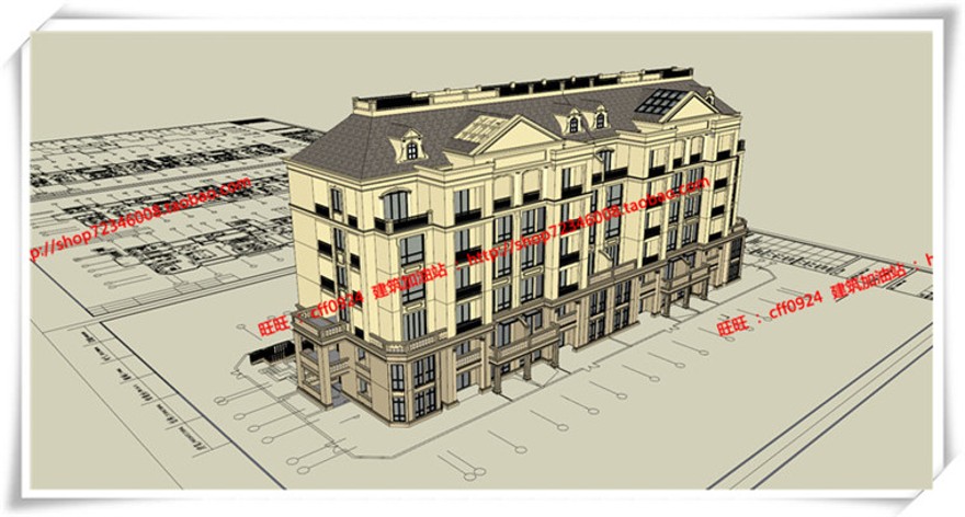 建筑图纸290花园洋房住宅/多层住宅楼全套设计有SU模型/sketchup模型建筑资源