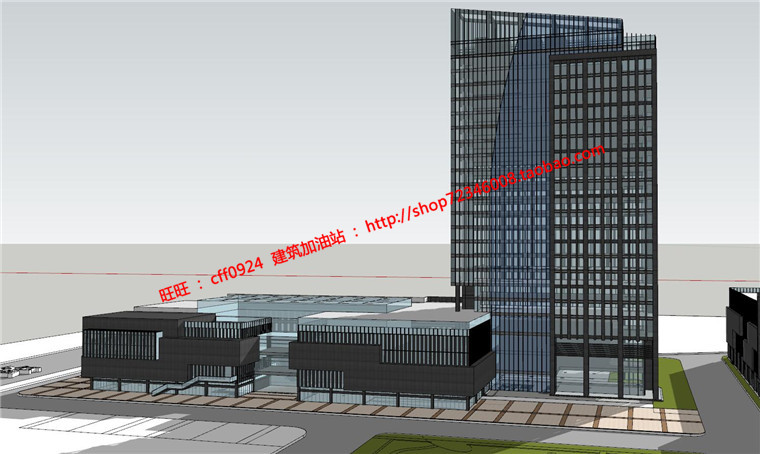 中标景观建筑规划项目精品科技园办公楼设计cad施工图su细模效果图