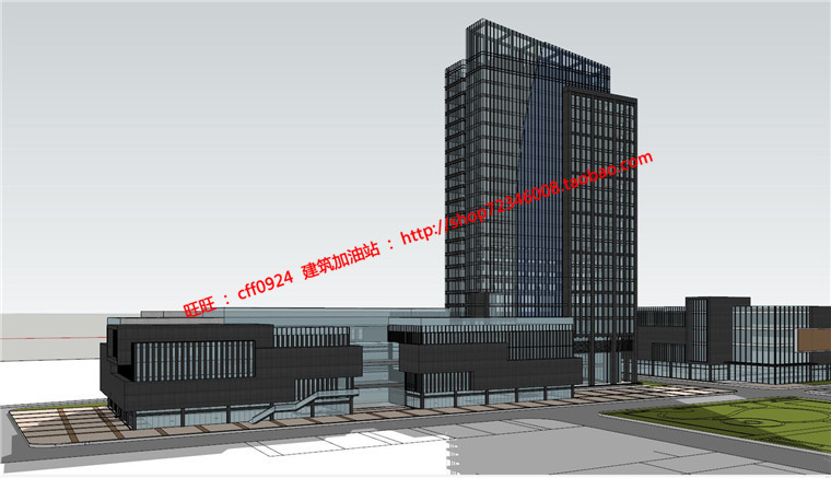 中标景观建筑规划项目精品科技园办公楼设计cad施工图su细模效果图