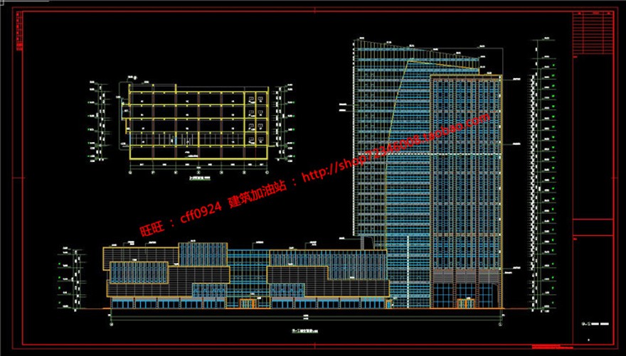 中标景观建筑规划项目精品科技园办公楼设计cad施工图su细模效果图