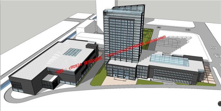 中标景观建筑规划项目精品科技园办公楼设计cad施工图su细模效果图