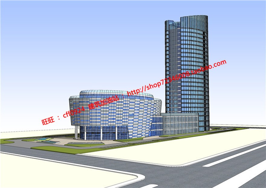 科技产业园办公楼设计cad总图平立剖文本su模型效果图