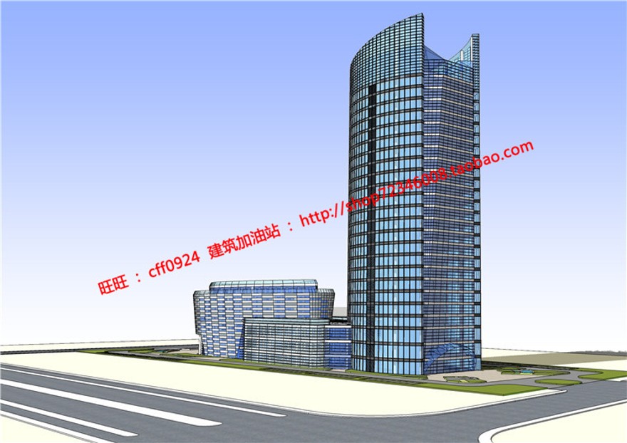 科技产业园办公楼设计cad总图平立剖文本su模型效果图