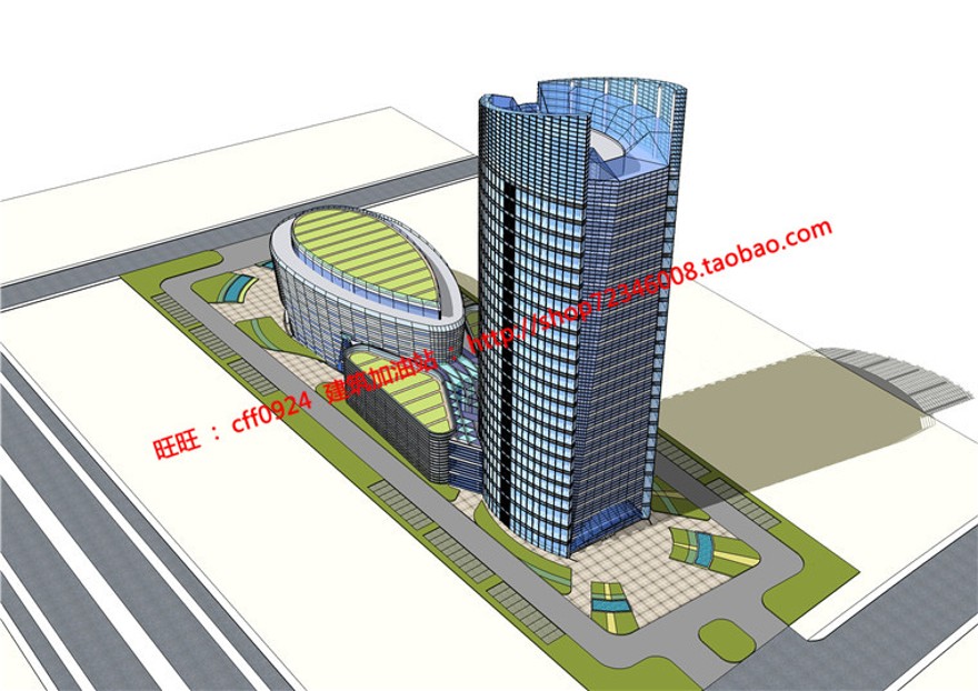 科技产业园办公楼设计cad总图平立剖文本su模型效果图