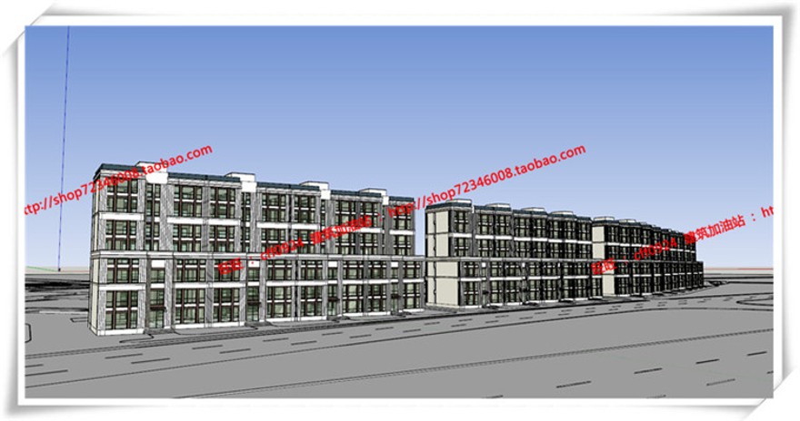 建筑图纸289新世纪多层住宅住宅景观建筑规划项目全套sketchup模型+cad图纸+效果建筑资源