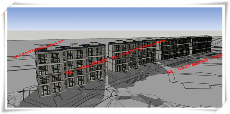 建筑图纸289新世纪多层住宅住宅景观建筑规划项目全套sketchup模型+cad图纸+效果建筑资源