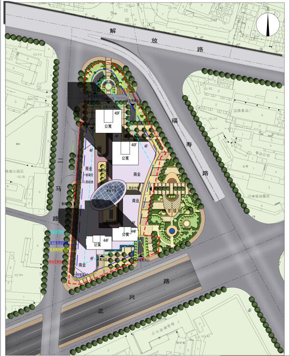 077郑州二马路地块开发景观建筑规划项目（CAD+SU+文本）