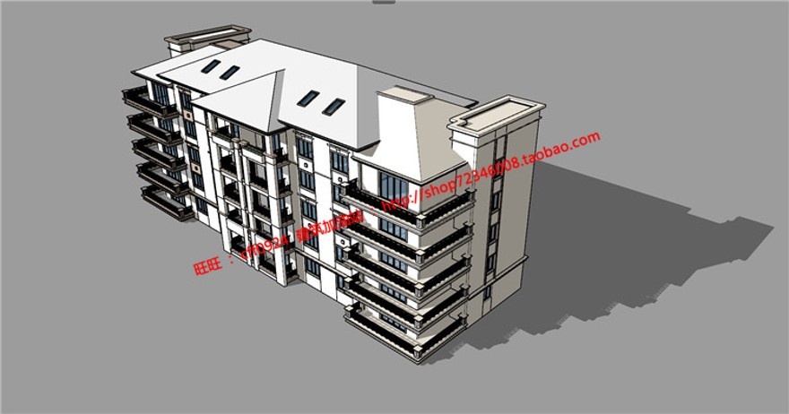 F住宅单体建筑方案设计cad图纸平面立面su模型skp效果建筑资源