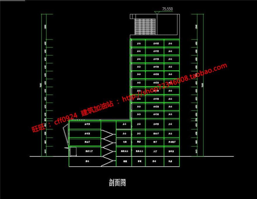 港务中心综合办公楼原创设计cad图纸su模型效果图文本