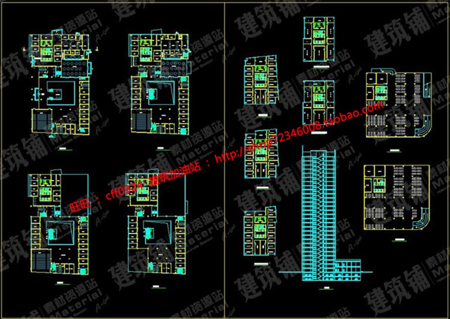 成套-高层住宅办公写字楼su模型cad图纸效果图排版高层住宅办公楼建筑资源