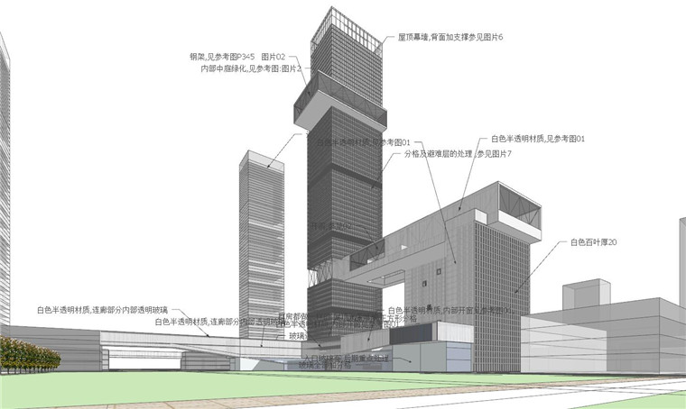 现代风超高层住宅办公楼宝龙长春四塔cad效果图文本su模型