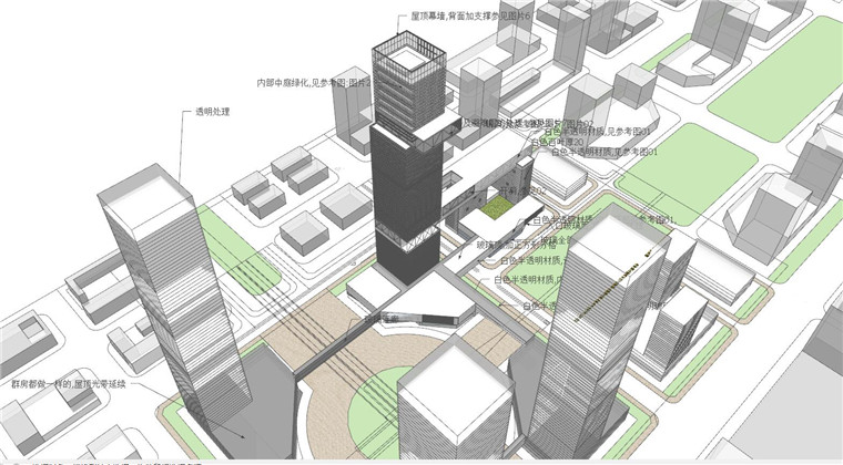 现代风超高层住宅办公楼宝龙长春四塔cad效果图文本su模型