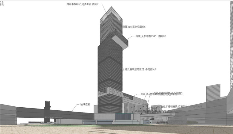 现代风超高层住宅办公楼宝龙长春四塔cad效果图文本su模型