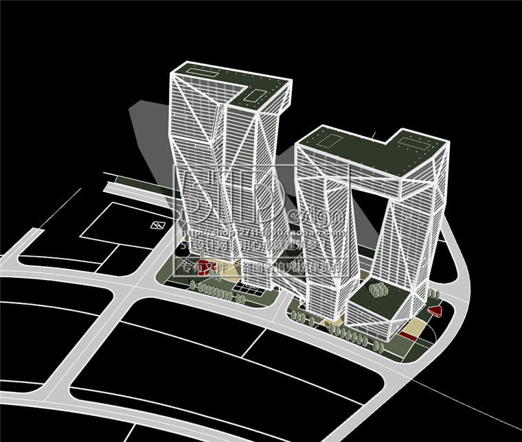 SU+CAD方案高层住宅办公异形办公楼创意设计建筑方案效果图