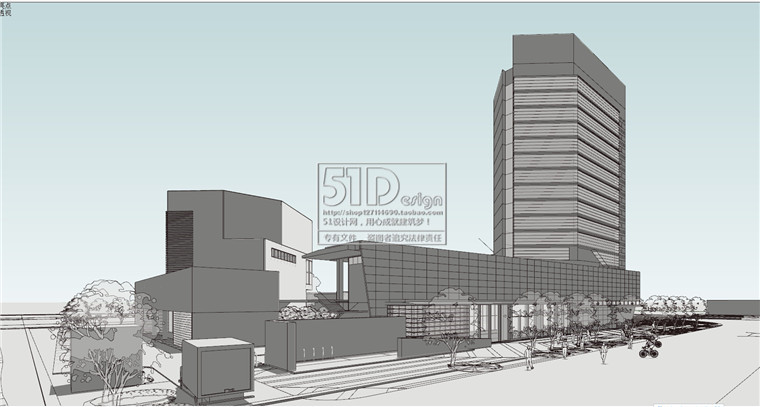 SU商业设计综合体模型办公cad图纸总图平面建筑方案