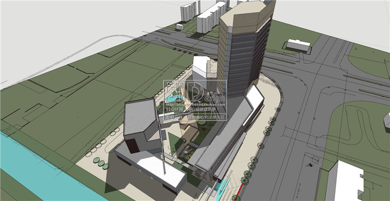 SU商业设计综合体模型办公cad图纸总图平面建筑方案