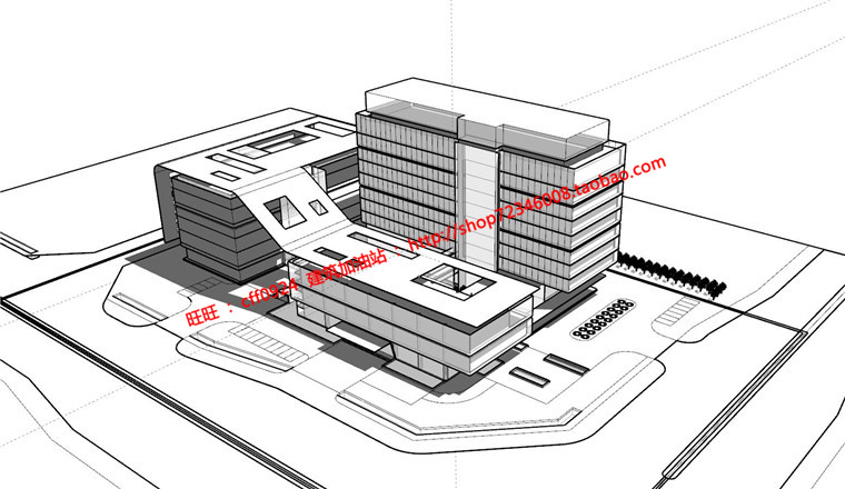 现代风科技办公楼软件园设计文本su模型cad图纸效果图