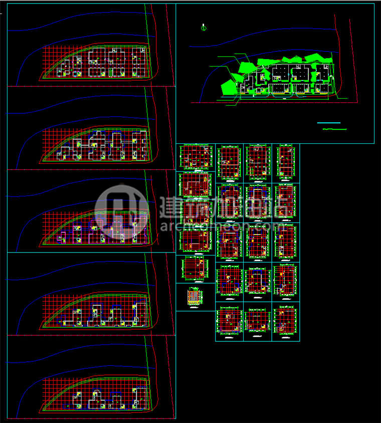 建筑资源70贵广办公园景观区设计办公楼cad图纸SU模型效果图