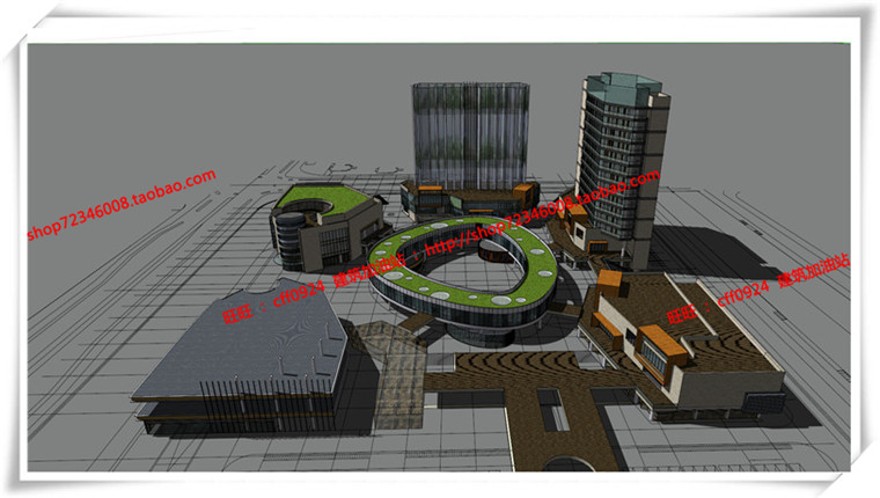 建筑图纸224世博家园商业/商业设计综合体cad图纸+su+效果图
