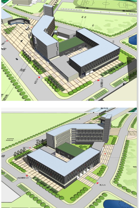 成套-大学学校实训楼/办公楼单体设计文本及CAD/SU模型