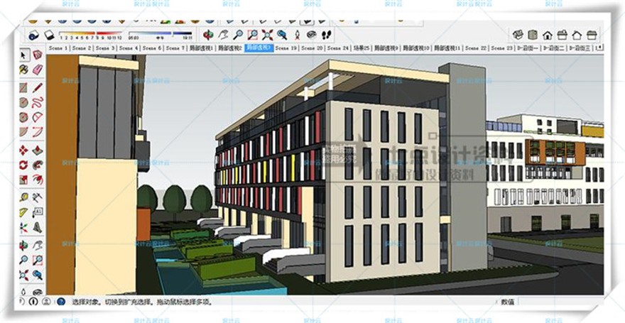 完整办公商务创意产业园su+cad+效果图/现代风多高层住宅建筑方建筑资源