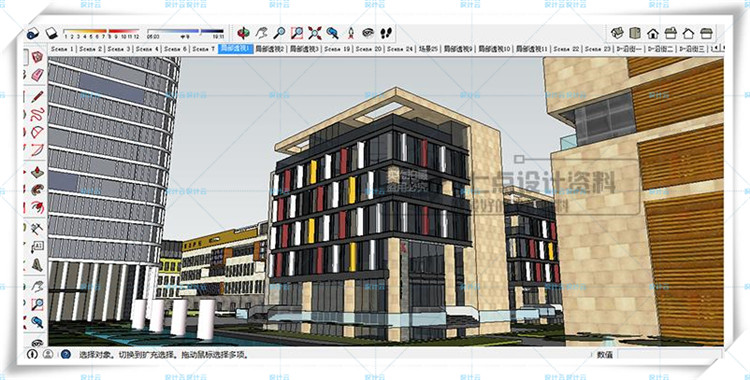 完整办公商务创意产业园su+cad+效果图/现代风多高层住宅建筑方建筑资源