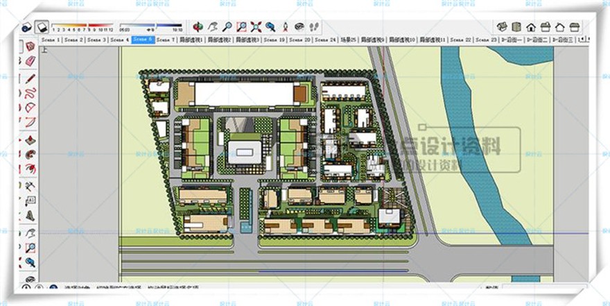 完整办公商务创意产业园su+cad+效果图/现代风多高层住宅建筑方建筑资源