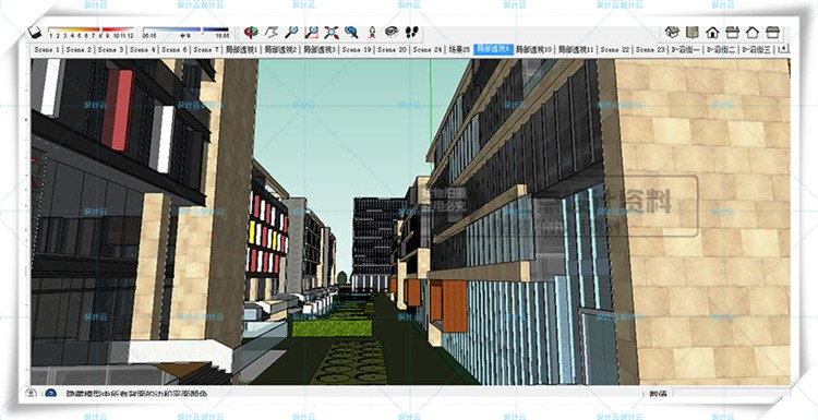 完整办公商务创意产业园su+cad+效果图/现代风多高层住宅建筑方建筑资源