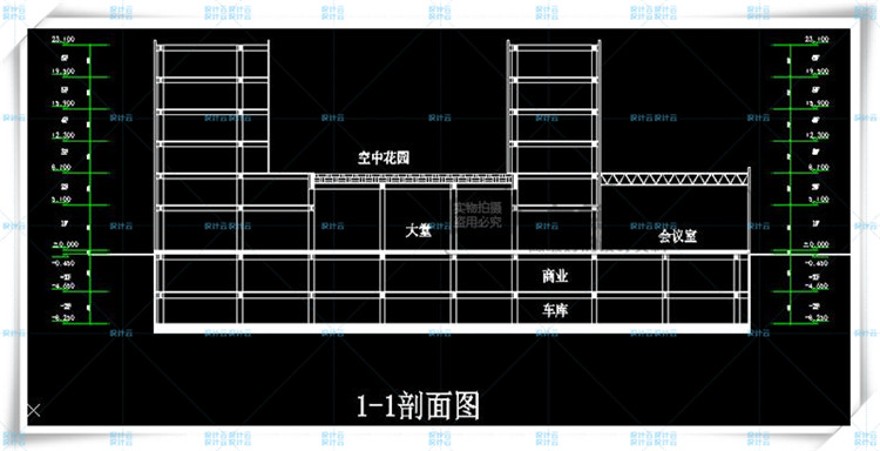 完整现代风酒店办公设计cad平立剖+su模型多层酒店建筑效果图