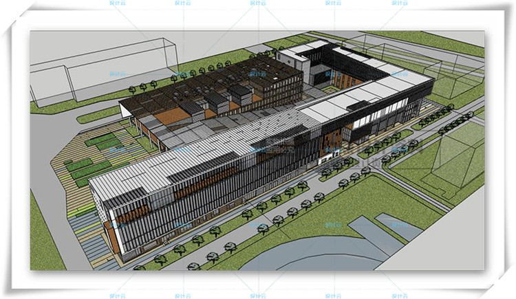 完整学校多层办公楼设计cad+文本+su模型建筑方案