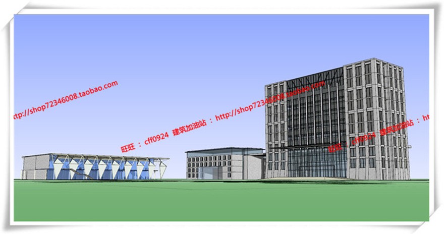 建筑资源82办公楼/招待所写字楼SU模型+cad图纸