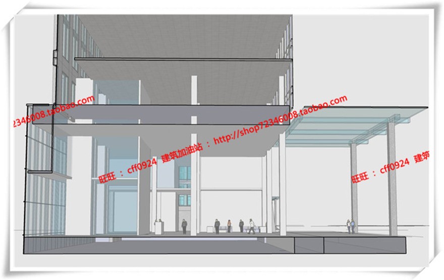 建筑资源82办公楼/招待所写字楼SU模型+cad图纸